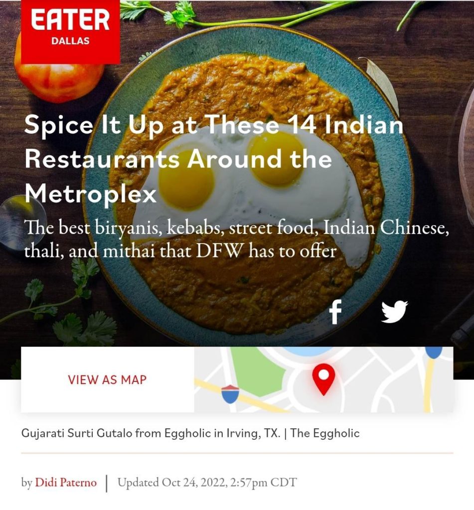 Didi Paterno's list of Indian Restaurants in DFW for Eater Dallas