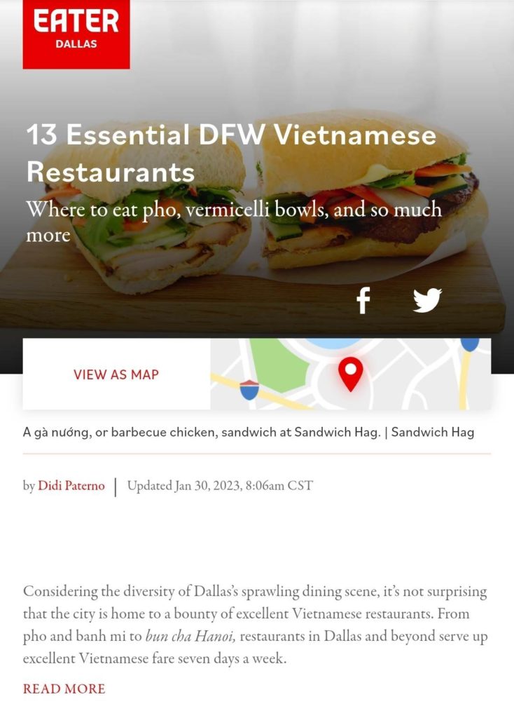 Didi Paterno's Vietnamese Restaurant Map for Eater Dallas