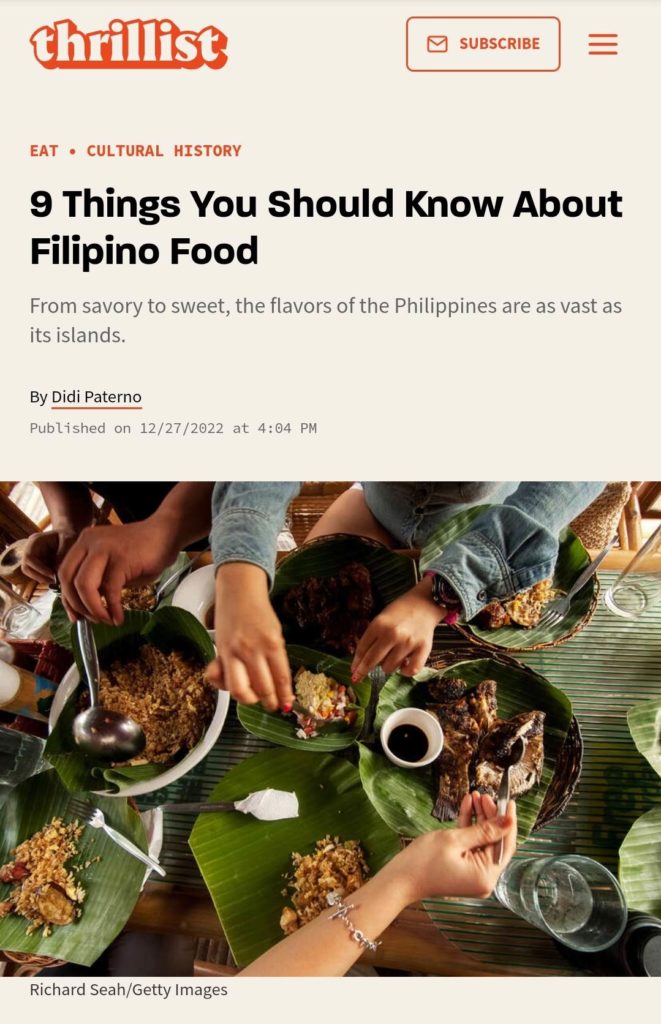 Didi's Essay on Thrillist on an introduction to Filipino Food